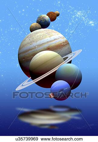 Solar system, artwork View Large Illustration Stock Illustration - Solar system, artwork. Fotosearch