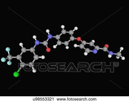 Sorafenib drug molecule View Large Illustration Clip Art - Sorafenib drug molecule. Fotosearch