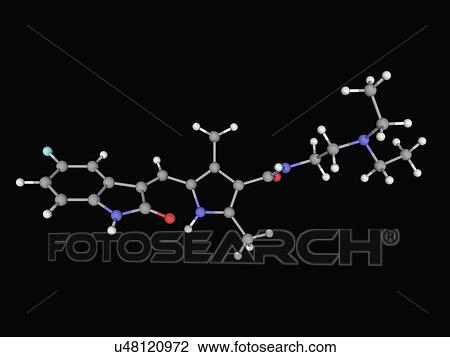 Drawing - Sunitinib molecule. Fotosearch