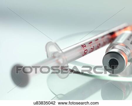 Syringe and drug phial View Large Illustration Drawing - Syringe and drug phial. Fotosearch