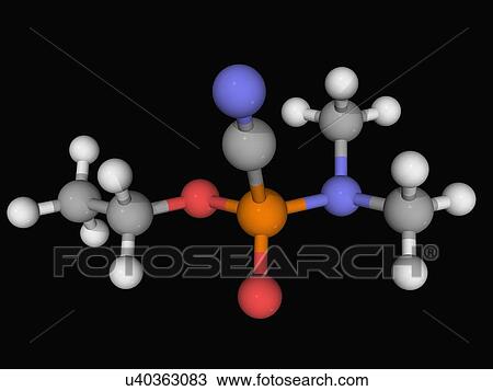 Drawing - Tabun nerve agent molecule. Fotosearch