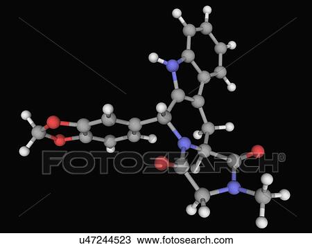Drawing - Tadalafil drug molecule. Fotosearch