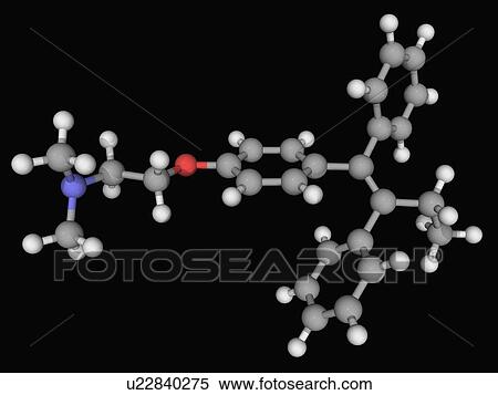 Stock Illustration - Tamoxifen drug molecule. Fotosearch