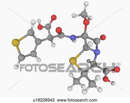 Temocillin drug molecule View Large Illustration Drawing - Temocillin drug molecule. Fotosearch