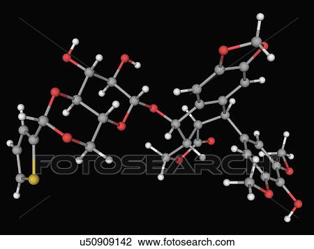 Teniposide drug molecule View Large Illustration Drawing - Teniposide drug molecule. Fotosearch
