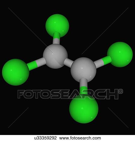 Drawing - Tetrachloroethylene molecule. Fotosearch