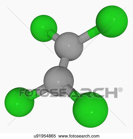 Tetrachloroethylene molecule View Large Illustration Stock Illustration - Tetrachloroethylene molecule. Fotosearch