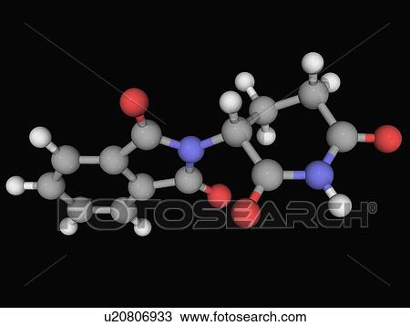 Drawing - Thalidomide drug molecule. Fotosearch