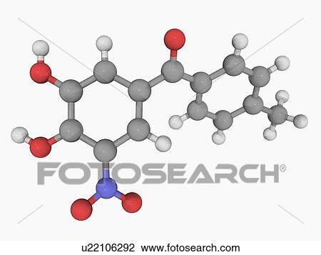 Tolcapone drug molecule View Large Illustration Drawing - Tolcapone drug molecule. Fotosearch