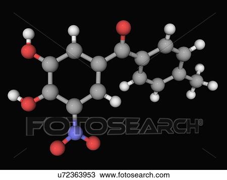 Drawing - Tolcapone drug molecule. Fotosearch