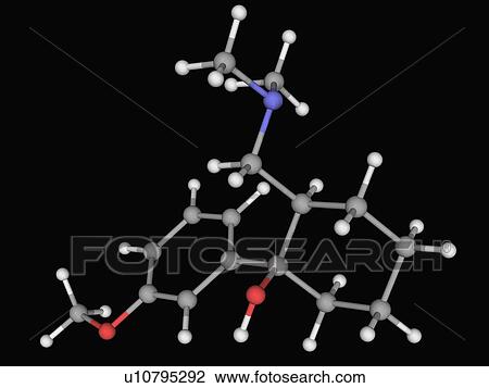 Drawing - Tramadol drug molecule. Fotosearch