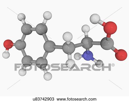 Drawing - Tyrosine molecule. Fotosearch