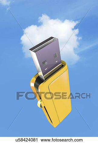 USB stick, artwork View Large Illustration Clip Art - USB stick, artwork. Fotosearch