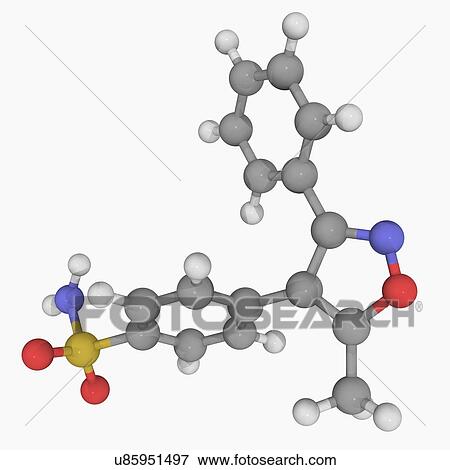 Stock Illustration - Valdecoxib drug molecule. Fotosearch