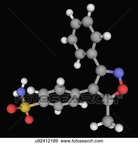 Valdecoxib drug molecule View Large Illustration Stock Illustration - Valdecoxib drug molecule. Fotosearch