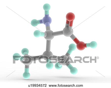 Drawing - Valine molecule. Fotosearch
