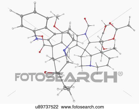Drawing - Vincristine drug molecule. Fotosearch