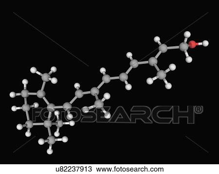 Drawing - Vitamin A molecule. Fotosearch