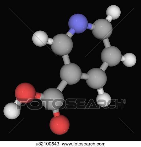 Drawing - Vitamin B3 nicotinic acid molecule. Fotosearch