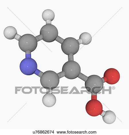 Stock Illustration - Vitamin B3 nicotinic acid molecule. Fotosearch