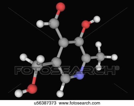 Drawing - Vitamin B6 pyridoxal molecule. Fotosearch