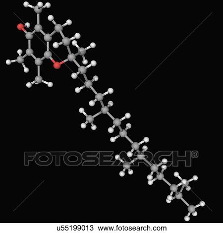 Drawing - Vitamin E molecule. Fotosearch