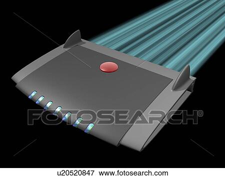 Stock Illustration - Wireless router, artwork. Fotosearch