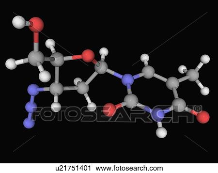 Clip Art - Zidovudine drug molecule. Fotosearch