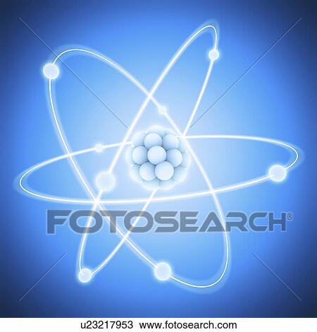 Drawing - Atom, artwork. Fotosearch
