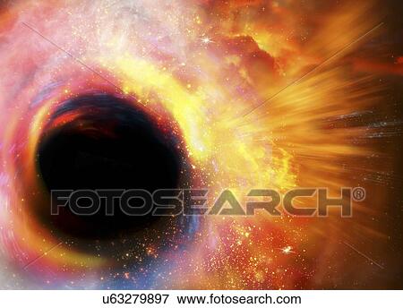 Stock Illustration - Black hole formation, artwork. Fotosearch