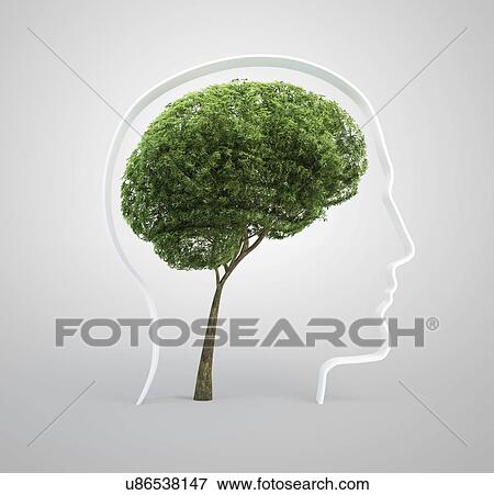 Stock Illustration - Brain-shaped tree, artwork. Fotosearch