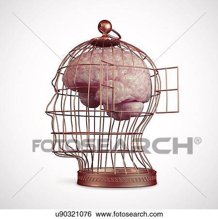 Caged brain, artwork View Large Illustration Stock Illustration - Caged brain, artwork. Fotosearch