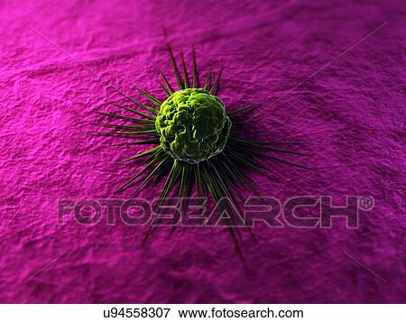 Stock Illustration - Cancer cell, artwork. Fotosearch