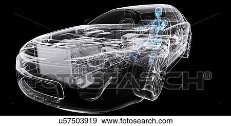 Stock Illustration - Car with driver, artwork. Fotosearch