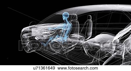 Stock Illustration - Car with driver, artwork. Fotosearch
