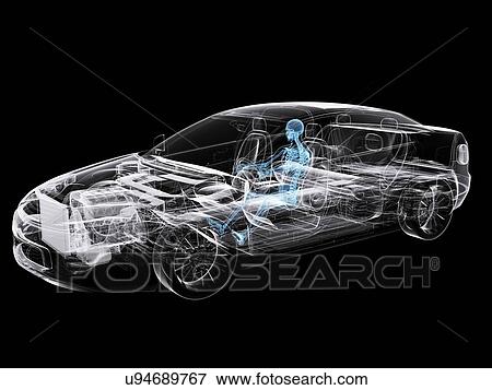 Stock Illustration - Car with driver, artwork. Fotosearch
