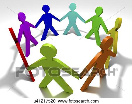 Circle Of Paper Chain People Artwork Clipart U Fotosearch