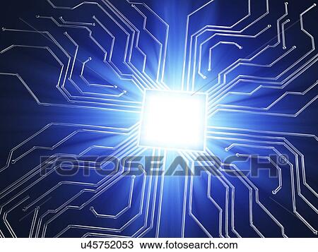 Drawing - Circuit board, artwork. Fotosearch