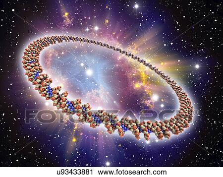 Circular DNA molecule, space artwork View Large Illustration Clip Art - Circular DNA molecule, space artwork. Fotosearch