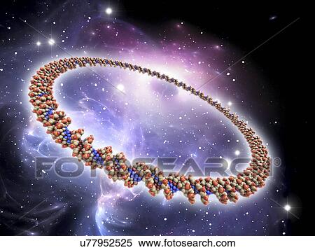 Stock Illustration - Circular DNA molecule, space artwork. Fotosearch