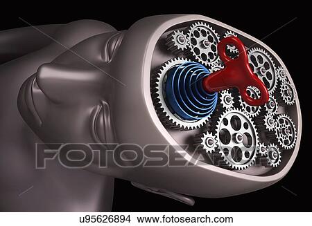 Stock Illustration - Clockwork brain, artwork. Fotosearch