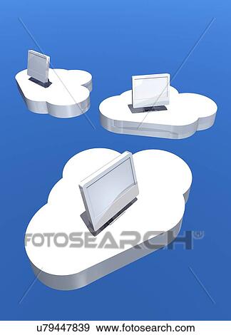 Stock Illustration - Cloud computing, conceptual artwork. Fotosearch
