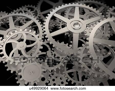 Cogs and gears, artwork View Large Illustration Stock Illustration - Cogs and gears, artwork. Fotosearch