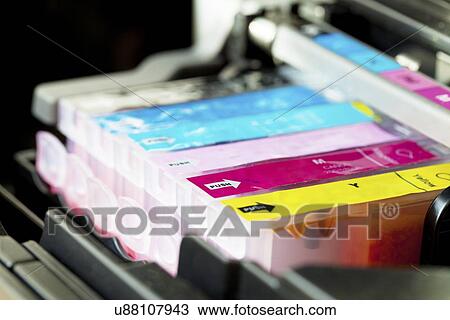 Colour printer cartridge View Large Illustration Drawing - Colour printer cartridge. Fotosearch