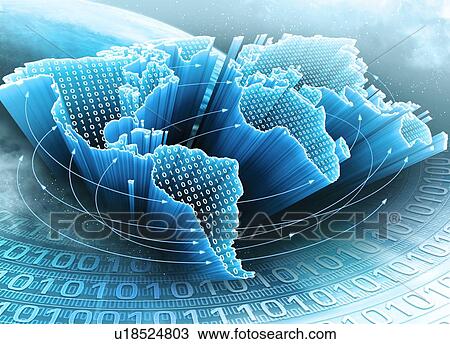 Drawing - Digital world, conceptual artwork. Fotosearch