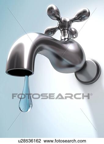 Dripping tap, artwork View Large Illustration Drawing - Dripping tap, artwork. Fotosearch