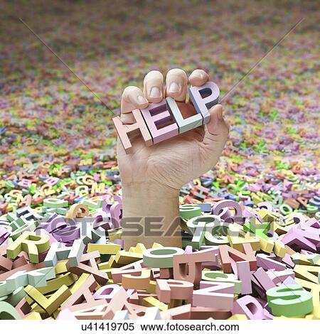 Stock Illustration - Drowning in words, conceptual image. Fotosearch