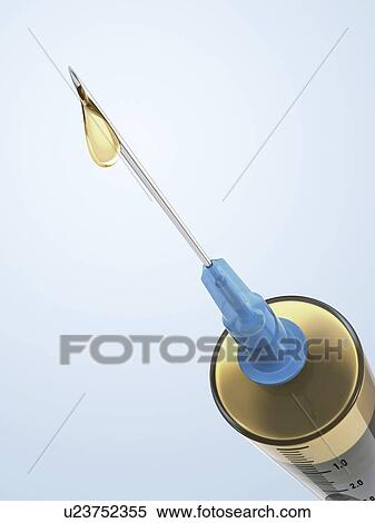 Stock Illustration - Drug-filled syringe, artwork. Fotosearch