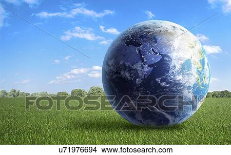Stock Illustration - Earth in a field, artwork. Fotosearch