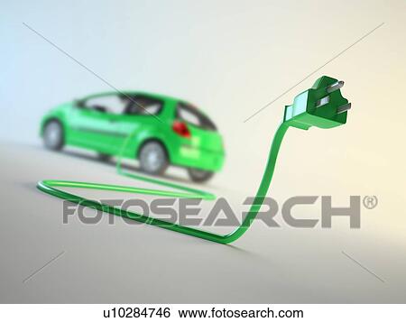 Stock Illustration - Electric car, artwork. Fotosearch